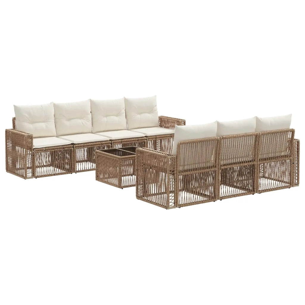 Set Divano da Giardino 8 pz Beige polyrattan 3435063