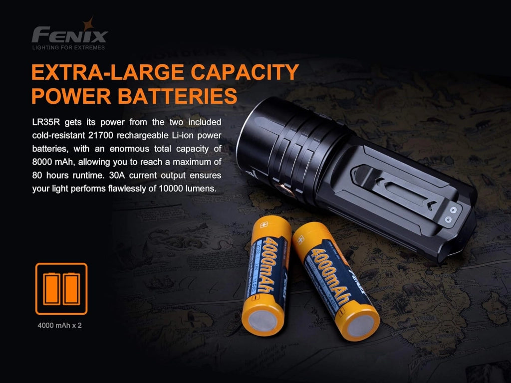 Torcia LED Fenix ricaricabile LR35 10000 Lumen 500 metri