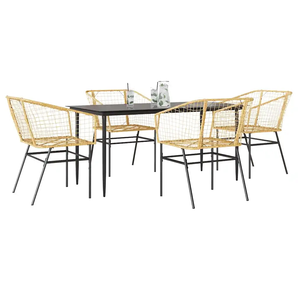 Set da Pranzo da Giardino 5pz Polyrattan Vetro 3334495