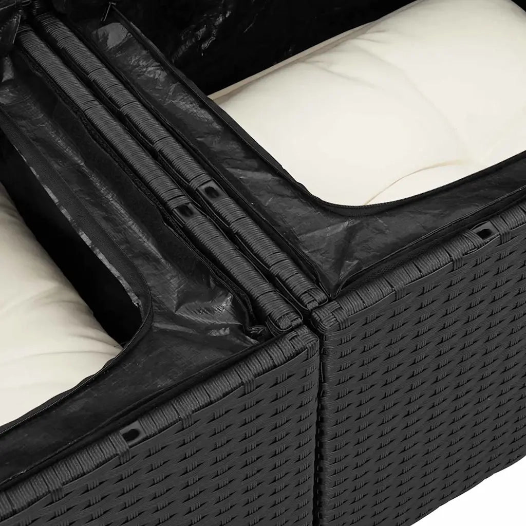 Set Divano da Giardino con archiviazione 6 pcs Nero Poly Rattan 3358133
