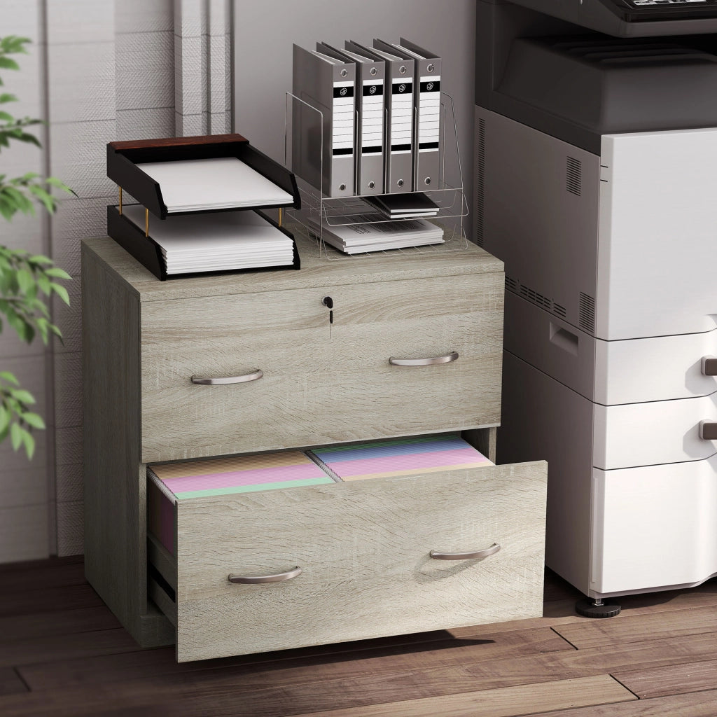 Scrivania con cassetti e cassettiera per archiviazione ¨C Zephmum ¨C 77x42x72 cm Legno Naturale