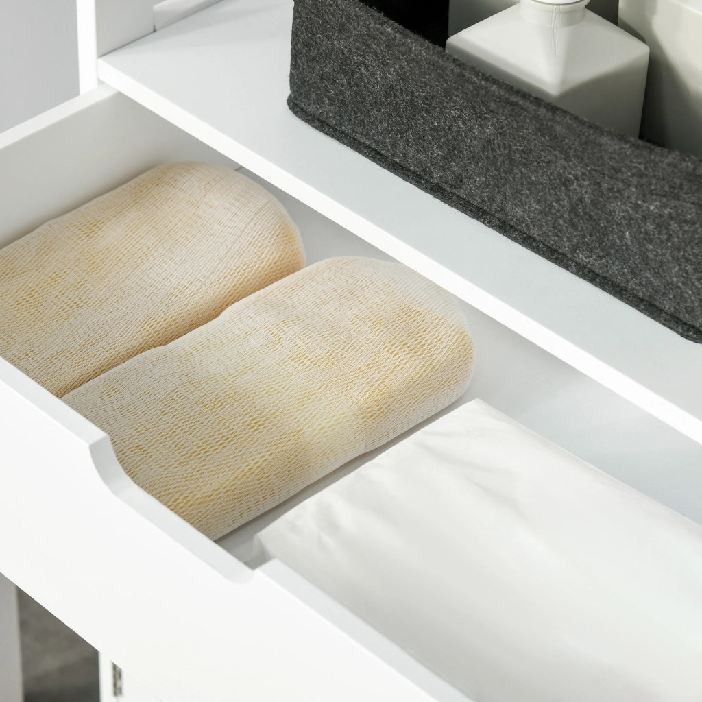 Mobile Bagno con Ante e Cassetto ¨C zephmum ¨C Bianco 60x33x122 cm