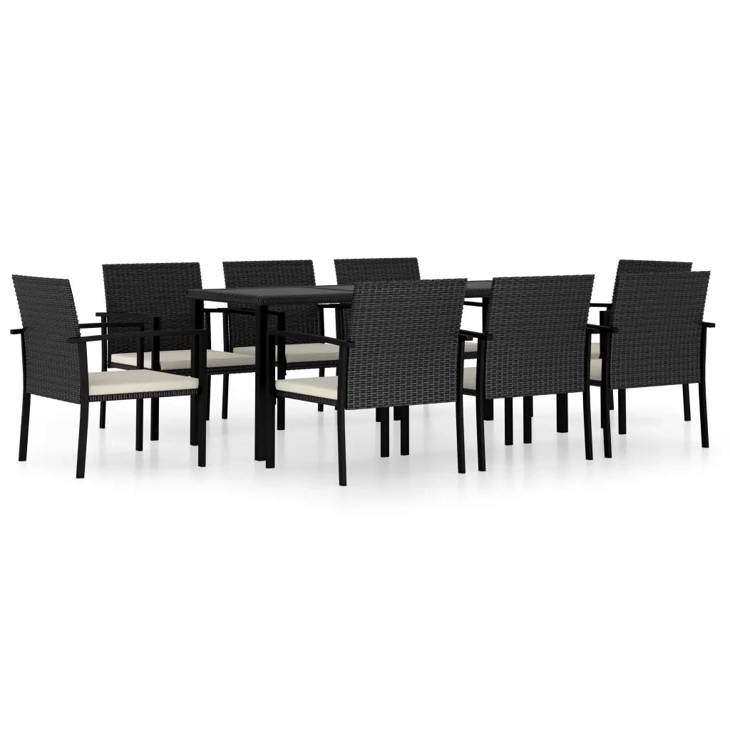 Set da Pranzo da Giardino 9 pz in Polyrattan Nero 3065710