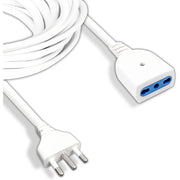 Trade Shop - Cavo Prolunga Elettrica Da 7 Metri Con Spina Da 16a Presa Bipasso 10a 16a Bianco -