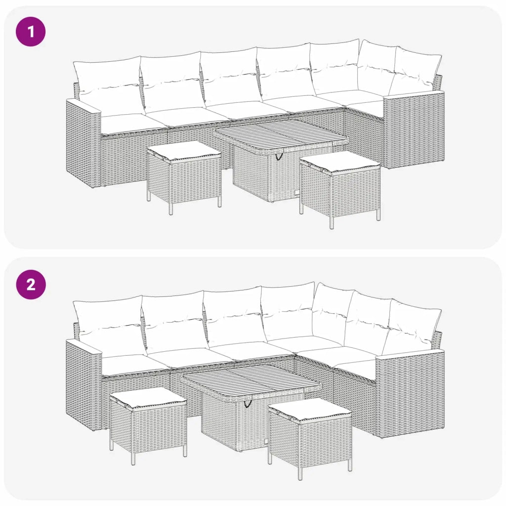 Set Divano da Giardino con cuscino 9 pcs Nero 3363189