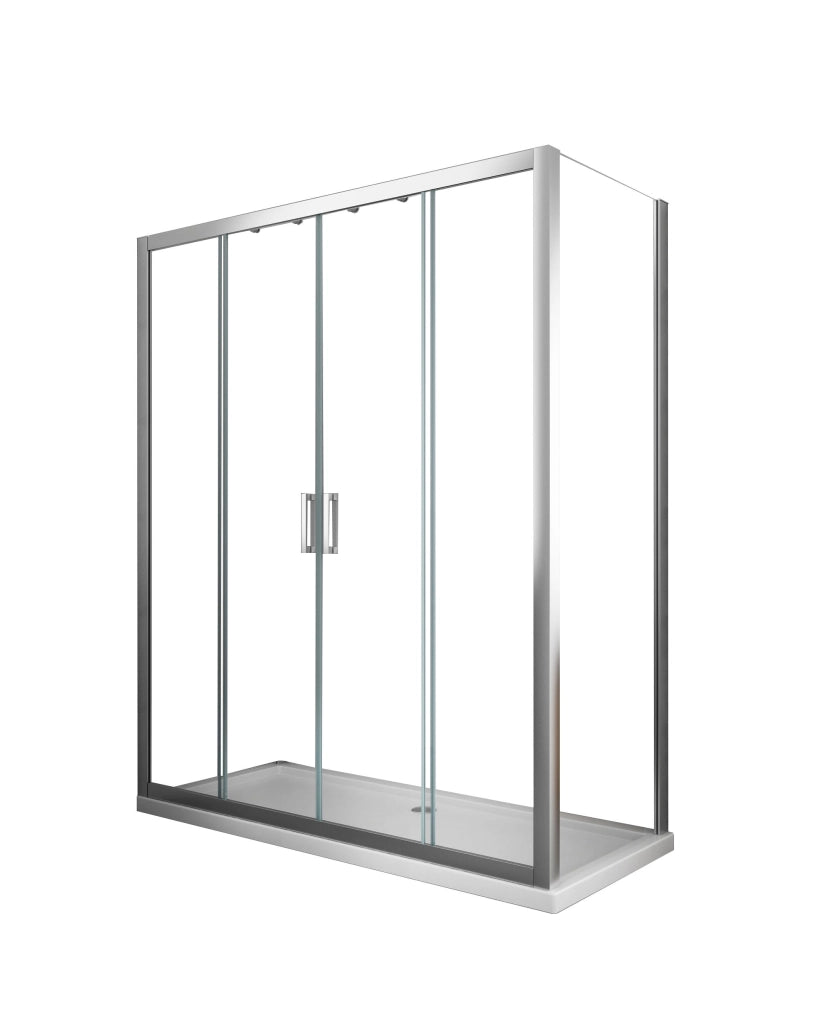 Box doccia 6 mm H 190 parete fissa e porta a 4 ante con apertura centrale MISURA 65-67,5 ANTA FISSA + PORTA 178-183
