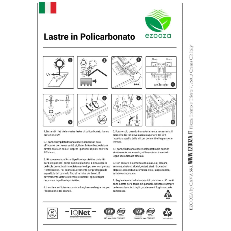 Lastra Policarbonato Alveolare Trasparente 3000x980x16mm