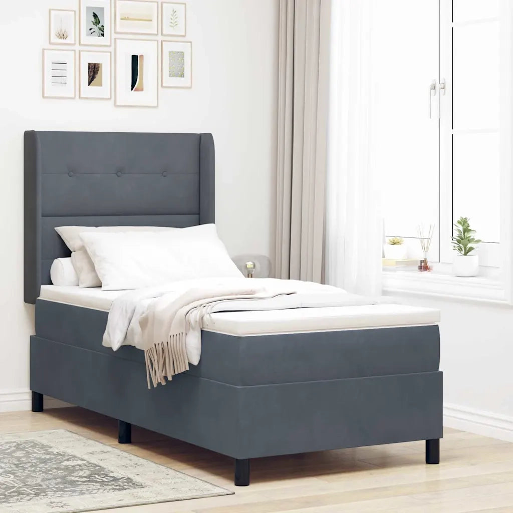 Letto a molle con strisce LED Grigio scuro 90 x 200 cm Velluto 3343851