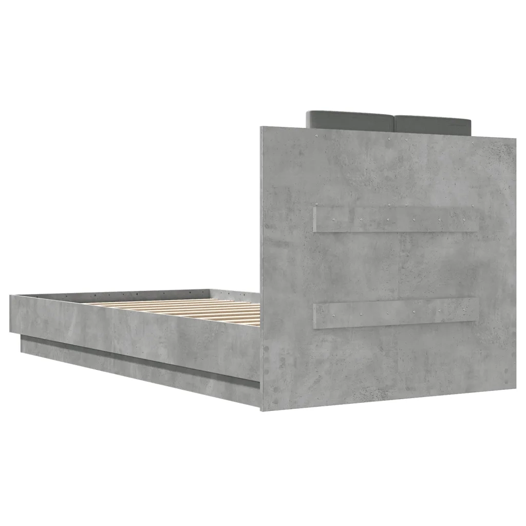 Giroletto con Testiera e LED Grigio Cemento 75x190 cm 3210069