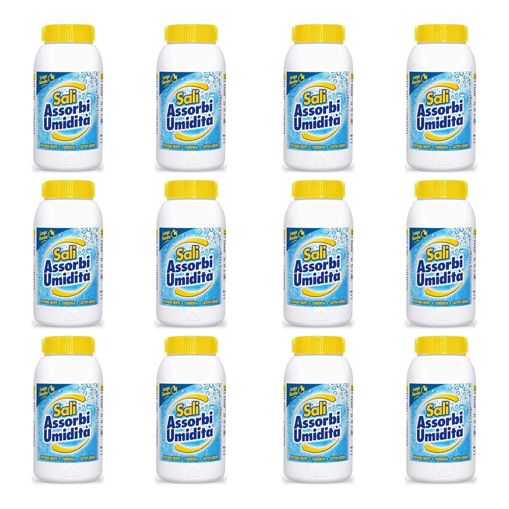 12 x 750gr Ricarica in Sali Assorbiumidità Inodore, Deumidificatore casa muffa, Assorbono Efficacemente l'Eccesso di Umidità senza l'elettricità - Neutralizzatore di Odori