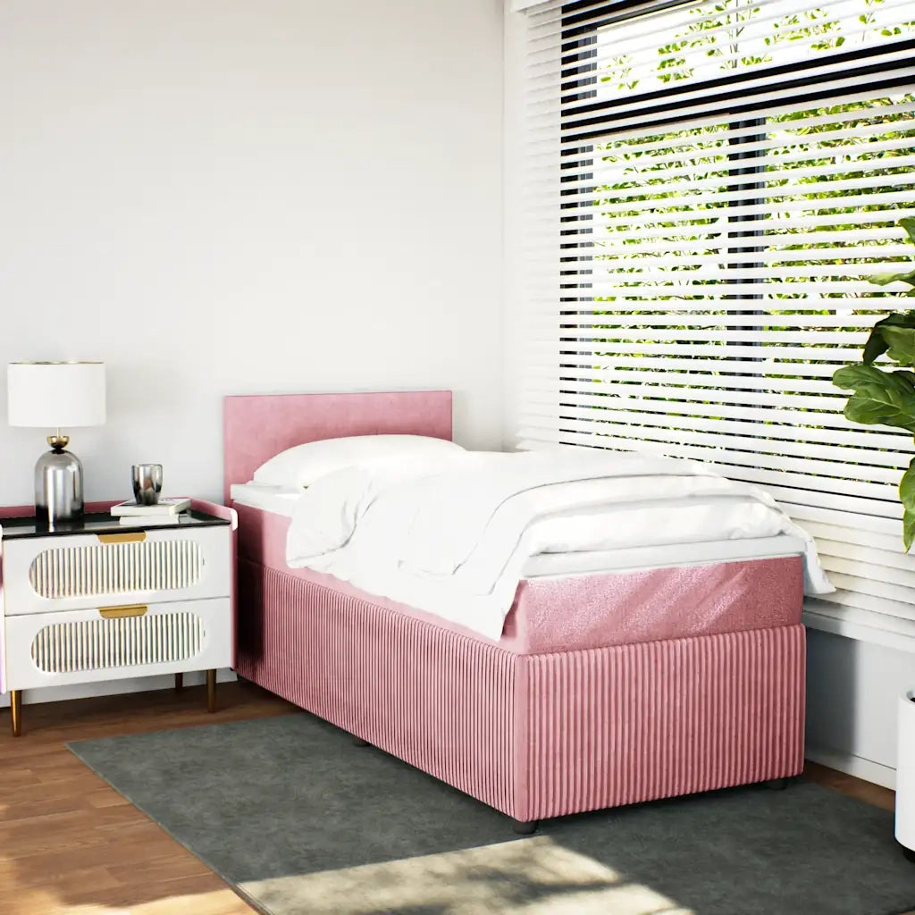 Giroletto a Molle con Materasso Rosa 80x200 cm in Velluto 3289889