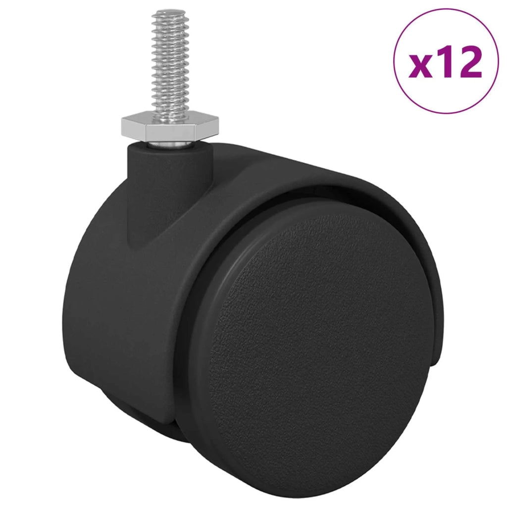 Ruote 12 pcs Nero 40,1 x 37,8 mm PP e Ferro 864777