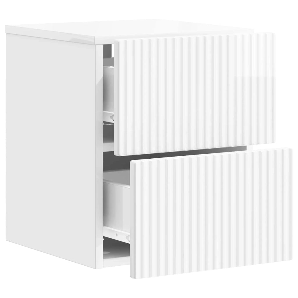 Mobiletto da notte a muro Bianco Lucido 33 x 34,5 x 40 cm 898473