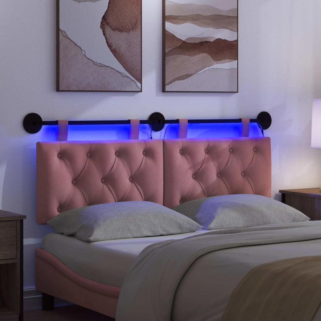 Testiera | Testata sospesa Con luce LED Rosa Velluto