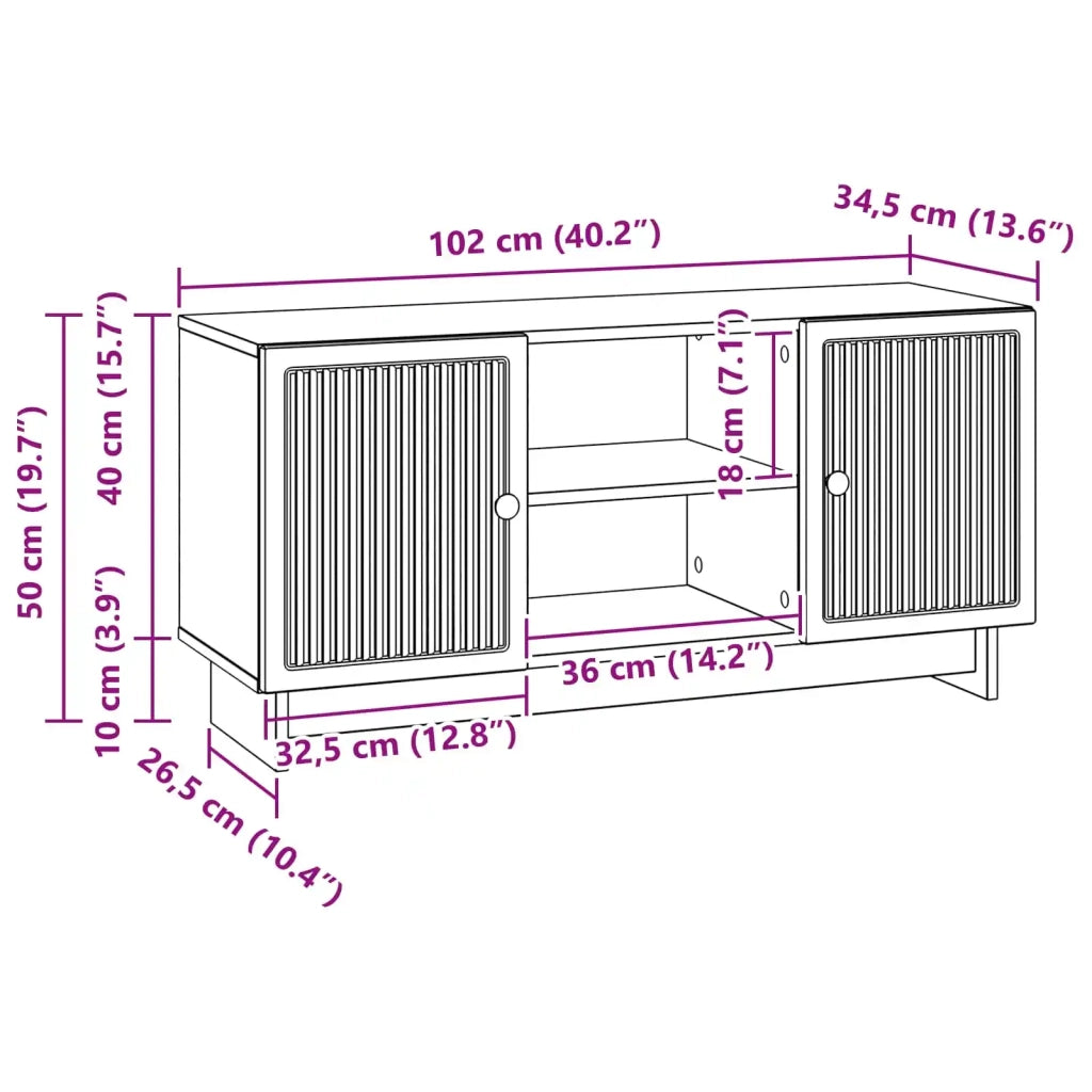 Mobile TV-Credenza per TV 102 x 34,5 x 50 cm Rovere Fumo Legno ingegnerizzato 244306