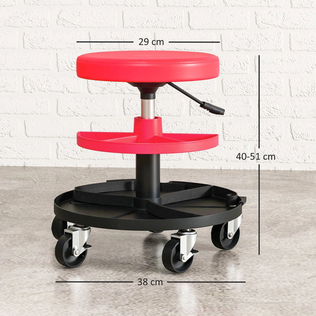 Sgabello Girevole con Ruote e Altezza Regolabile ¨C Minimal ¨C Rosso