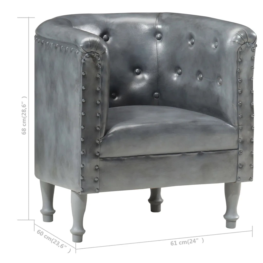 Poltrona Cabriolet Grigia in Vera Pelle 286594