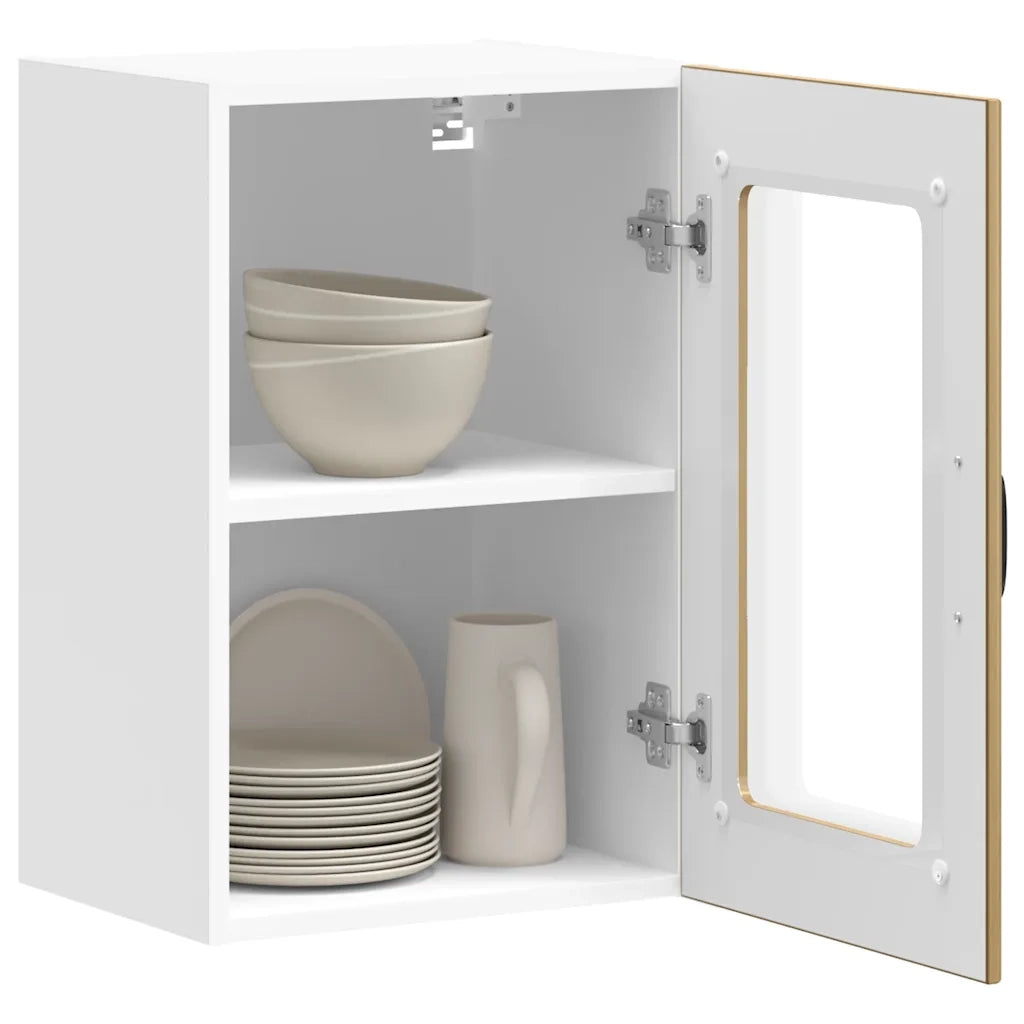 Pensile da Cucina con Porta in Vetro-Mobile Cucina da Parete Lucca Rovere Artigianale 875606