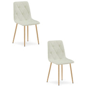 Set di 2 sedie Libra in tessuto beige e gambe effetto legno