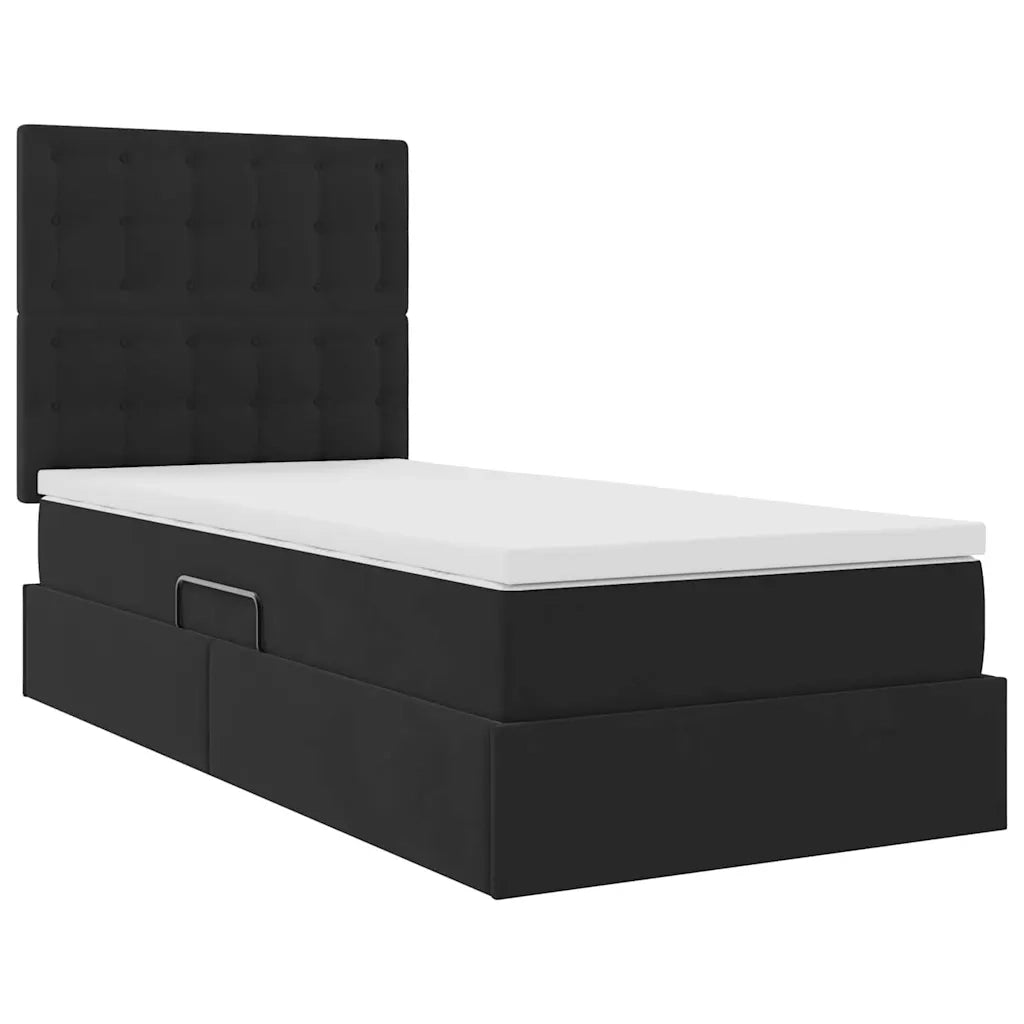 Letto con contenitore e LED con led Nero 100 x 200 cm Velluto 3372767