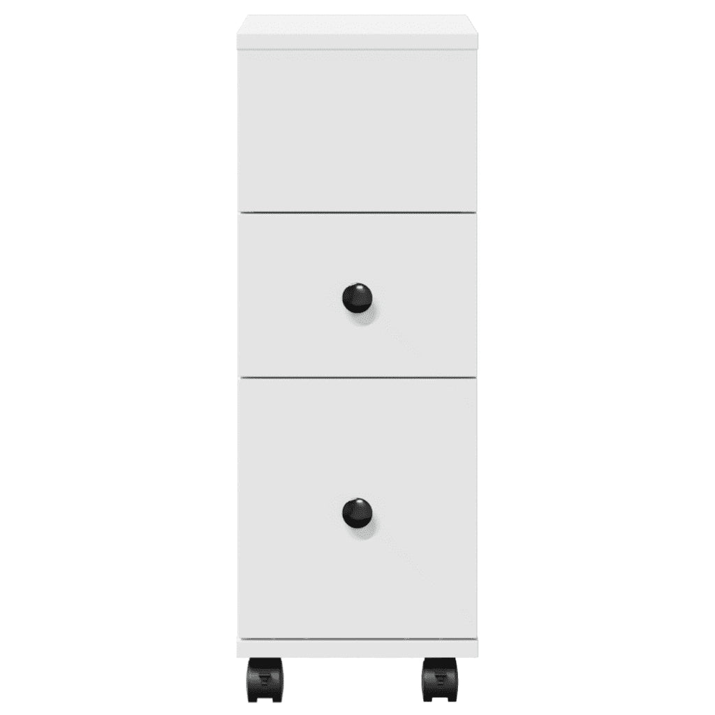Mobile da Bagno Stretto con Ruote Bianco in Truciolato 855232