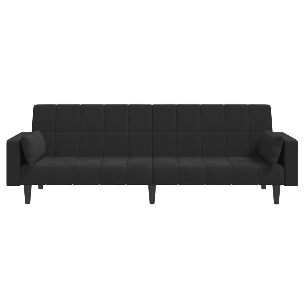 Divano Letto a 2 Posti con 2 Cuscini Nero in Velluto 375850