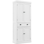 Mobile dispensa da cucina alto 183cm con ripiani regolabili 2 ante e cassetto, Mobile credenza da soggiorno Bianco