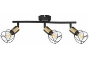 Plafoniera loft nera/oro Mahavi 3 luci E14 Reality