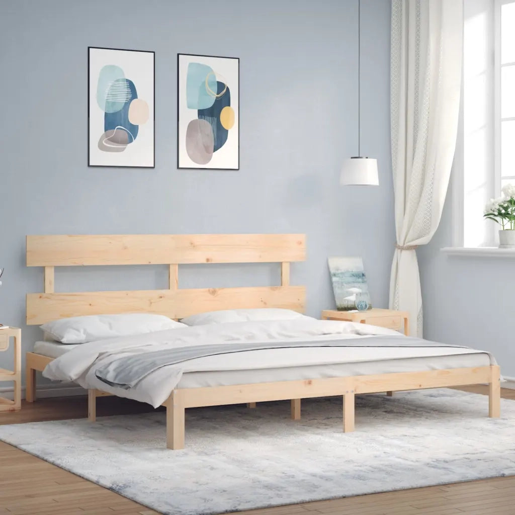Giroletto senza Materasso-Struttura Letto 200x200 cm in Legno Massello di Pino 691947