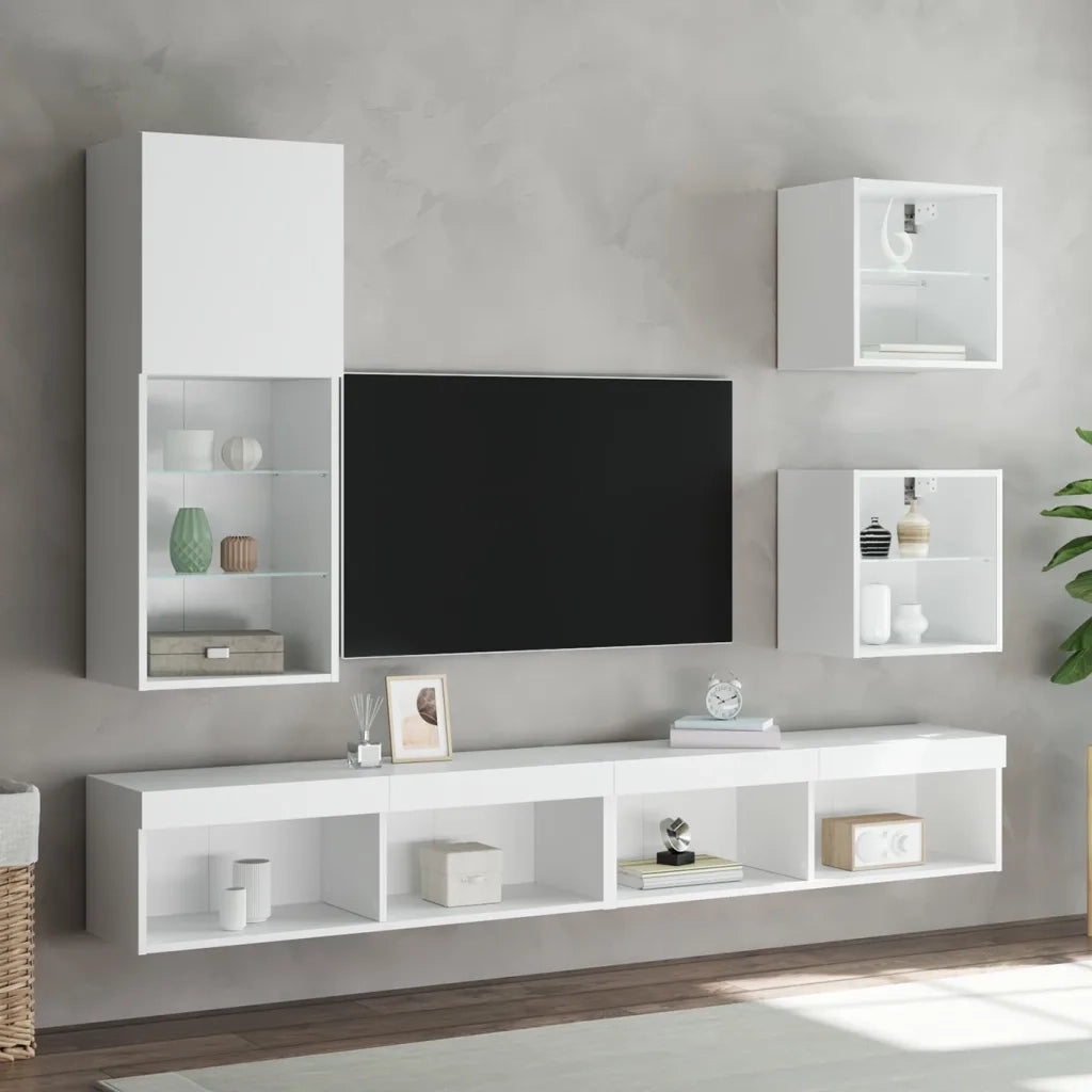 Mobile TV con Luci LED Bianco 40,5x30x102 cm 837057