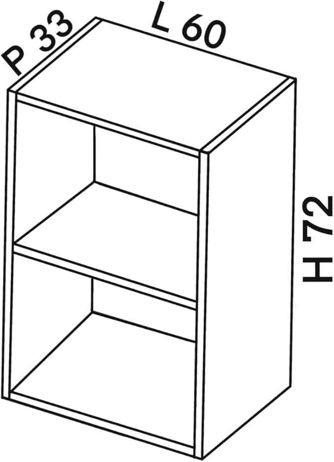 Pensile Cucina in Legno Nobilitato Nero Mobile Alto con 1 Anta, Pensile Componibile Moderno Made in Italy (H72XL60XP33cm)
