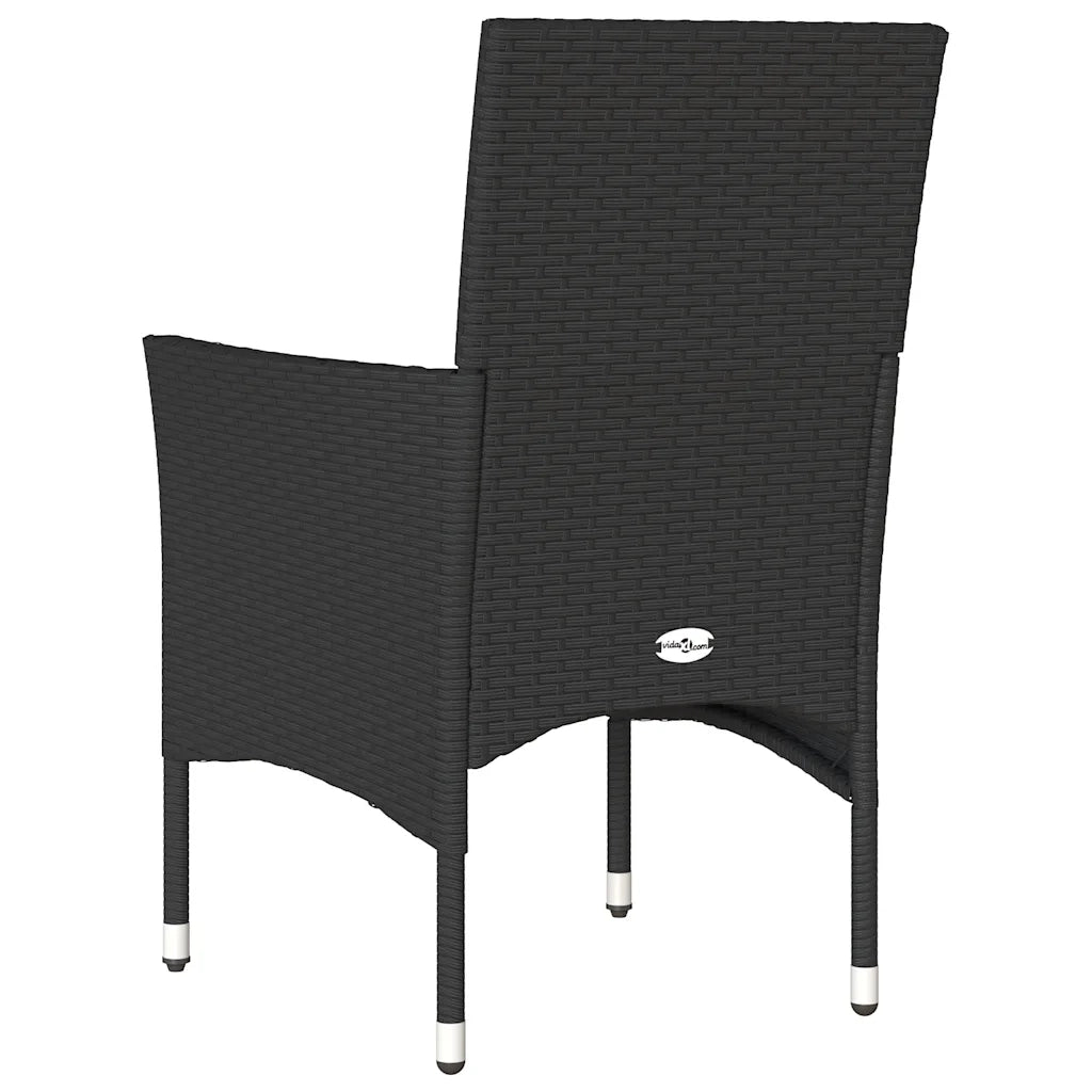 Sedie da Giardino con Cuscini 2 pz Nere in Polyrattan 368118