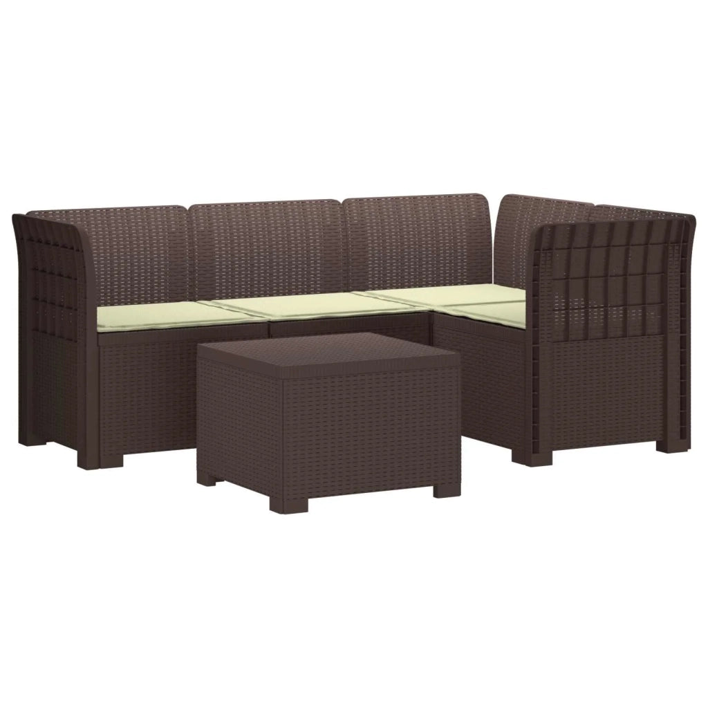 Divano da giardino 4 posti con cuscini aspetto rattan PP 3444002