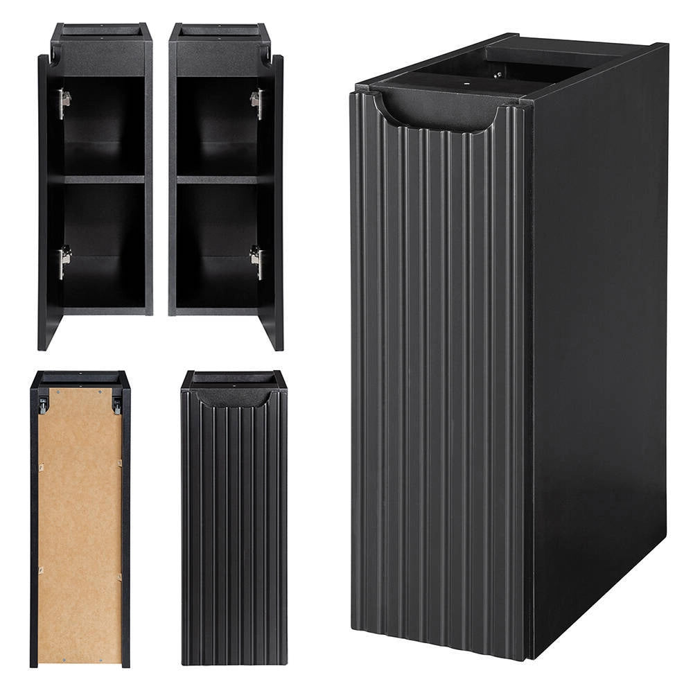Mobile Sottolavabo da Parete NEWPORT con 2 Cassetti e Armadietto 100 x 60 x 40 cm - Nero / Effetto Rovere [en.casa]