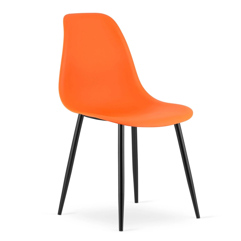 Set di 2 sedie moderne WAT arancioni con gambe nere