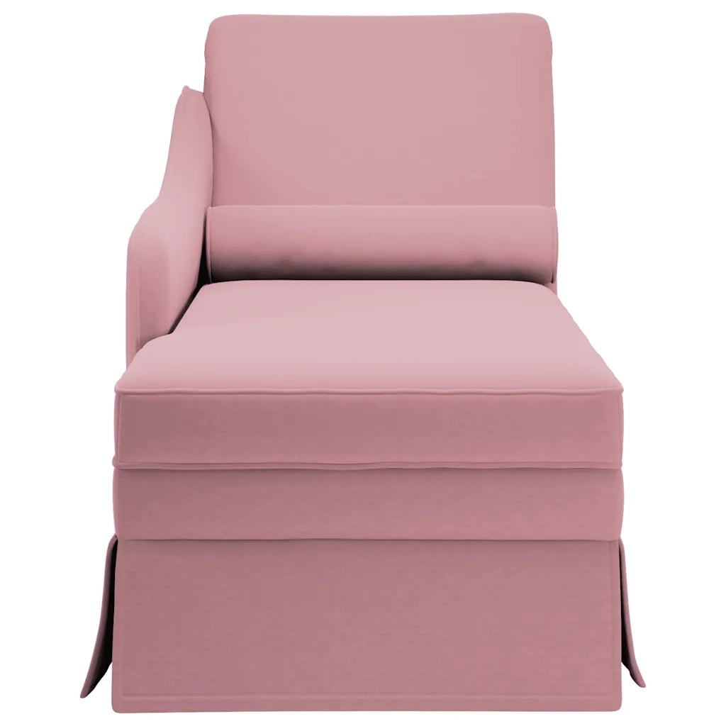 Sdraio con Capezzale e Bracciolo Destro in Velluto Rosa 4009785