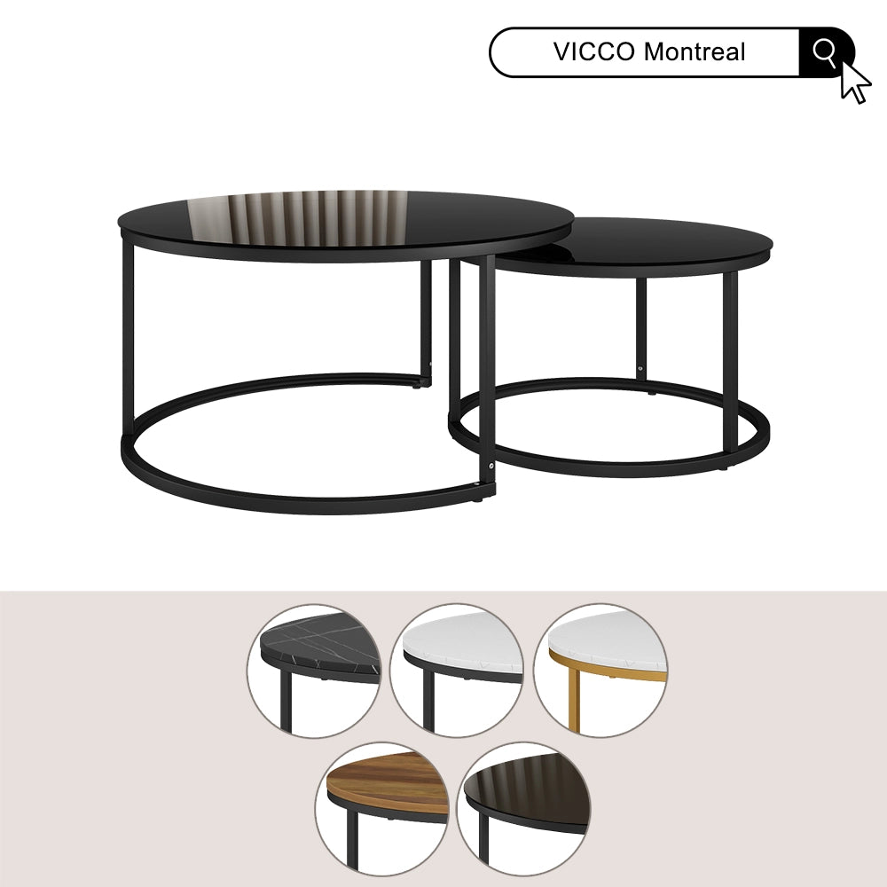 Vicco Set di tavolini Nero 77 x 77 cm 2 parti