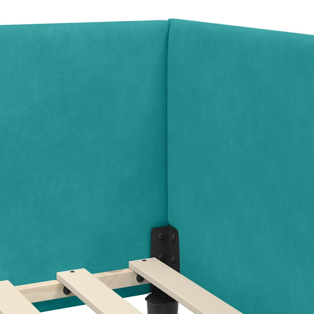 Cornice del letto ad angolo Turchese 90 cm x 200 cm Velluto 42016234