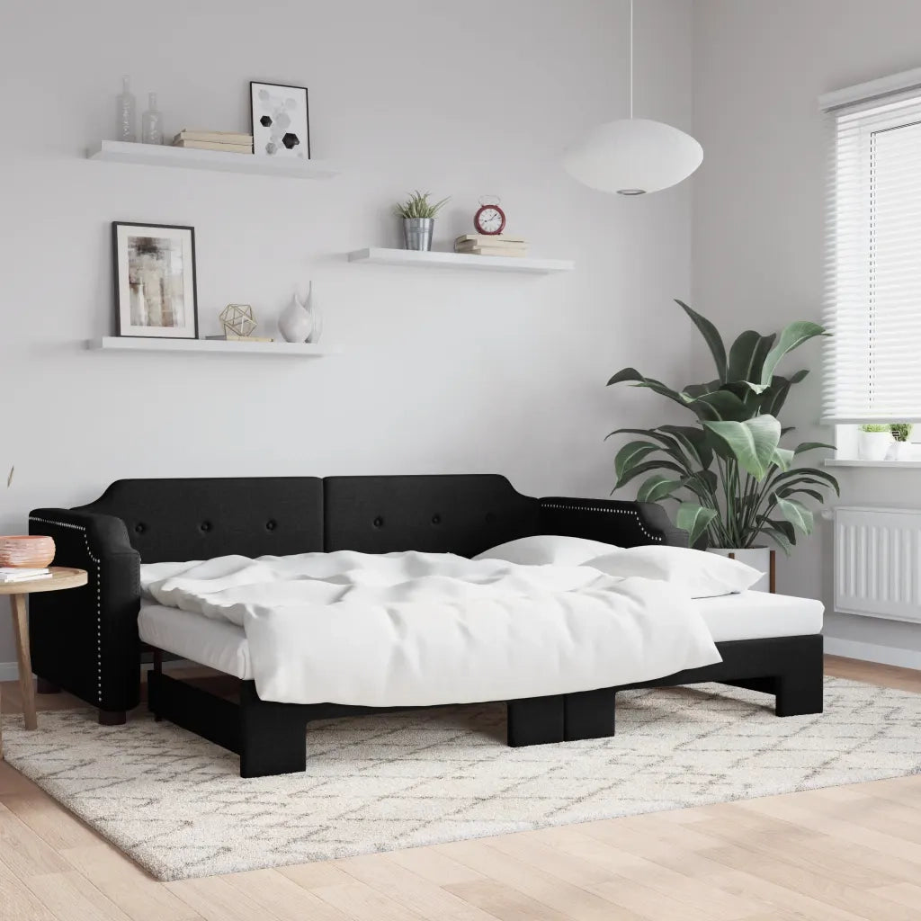Divano letto | Sof¨¤ letto | Letto singolo Estraibile Nero 80x200 Tessuto