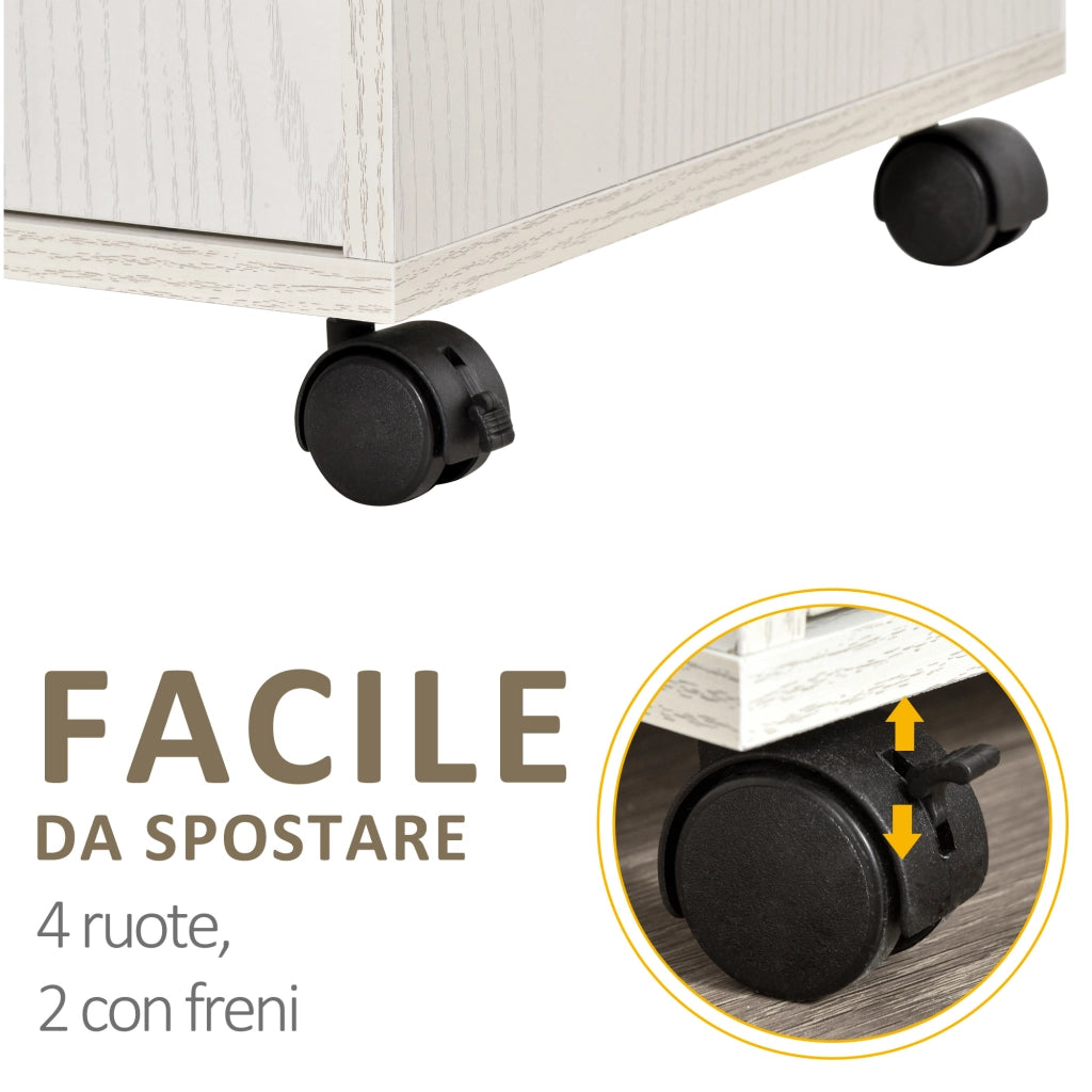Armadio Cucina con Ruote e Ripiano ¨C Zephmum ¨C Bianco 60.4x40.3x97cm