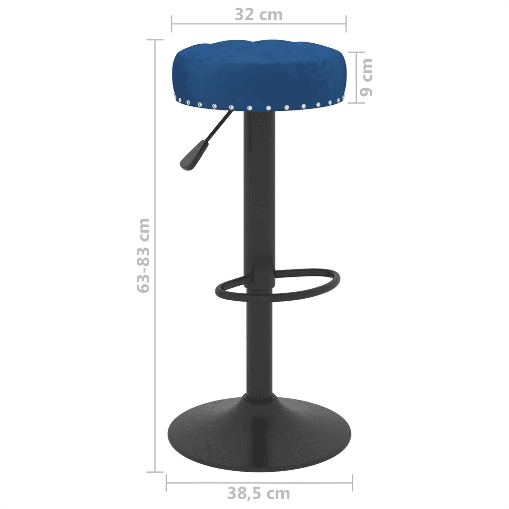 Sgabelli da Bar 2 pz Blu in Velluto 332999