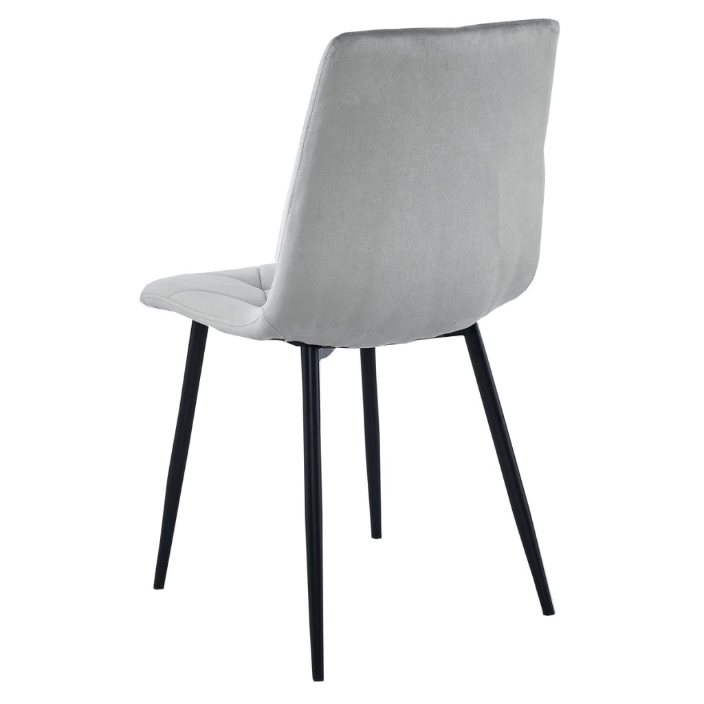 Sedia Libra in Velluto Grigio Argento con Gambe Nere