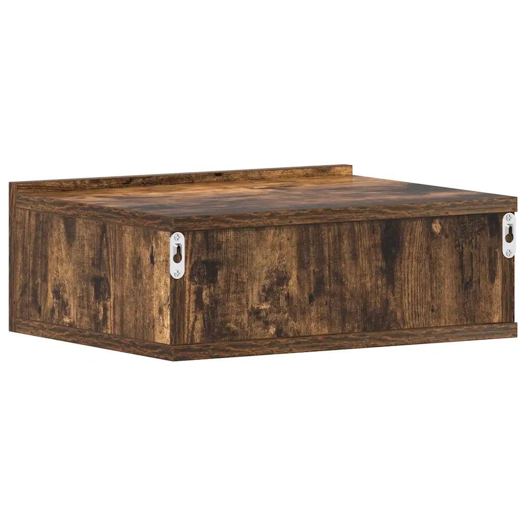 Set di 2 Comodini | Armadio da Notte | Mobiletto da notte Pensili Rovere Fumo 40x30x15 cm Legno Multistrato