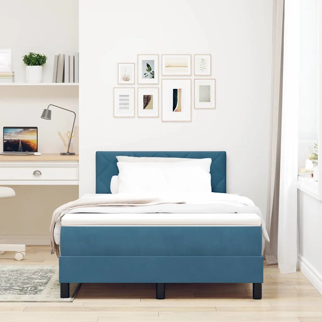 Letto a Sorgente LED con led Blu Scuro 120 x 200 cm Velluto 3342714