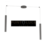 ROUND TUBE SOSPENSIONE 2 LUCI GRIGIO ANTRACITE CAVO CM.250 CON BASE 1174-S2-GA