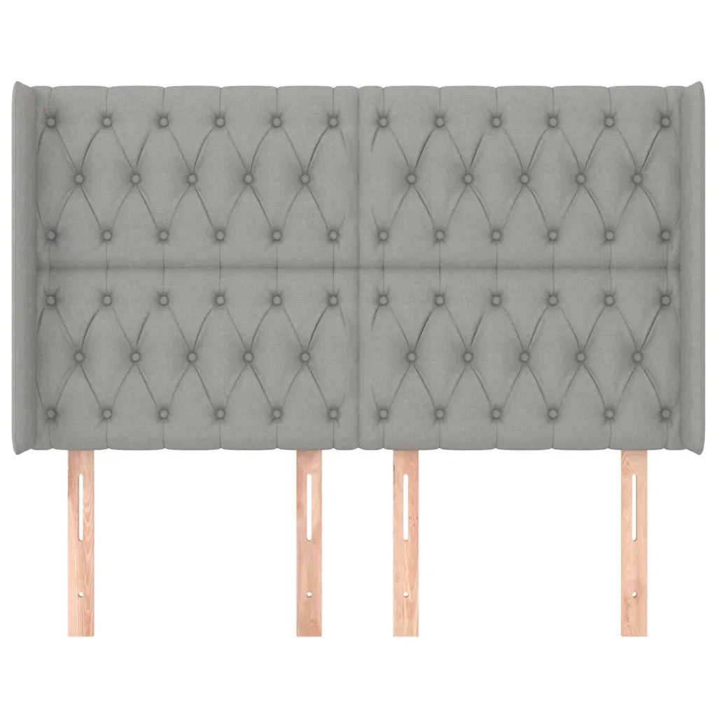 Testiera | Testata ad Orecchio Grigio Chiaro 147x16x118/128 cm in Tessuto