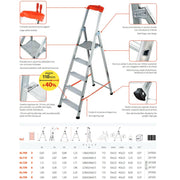 Trade Shop - Scala In Alluminio Domestica 'professionale' Casa Gierre 6 7 8 Gradini -   -3 Gradini    -