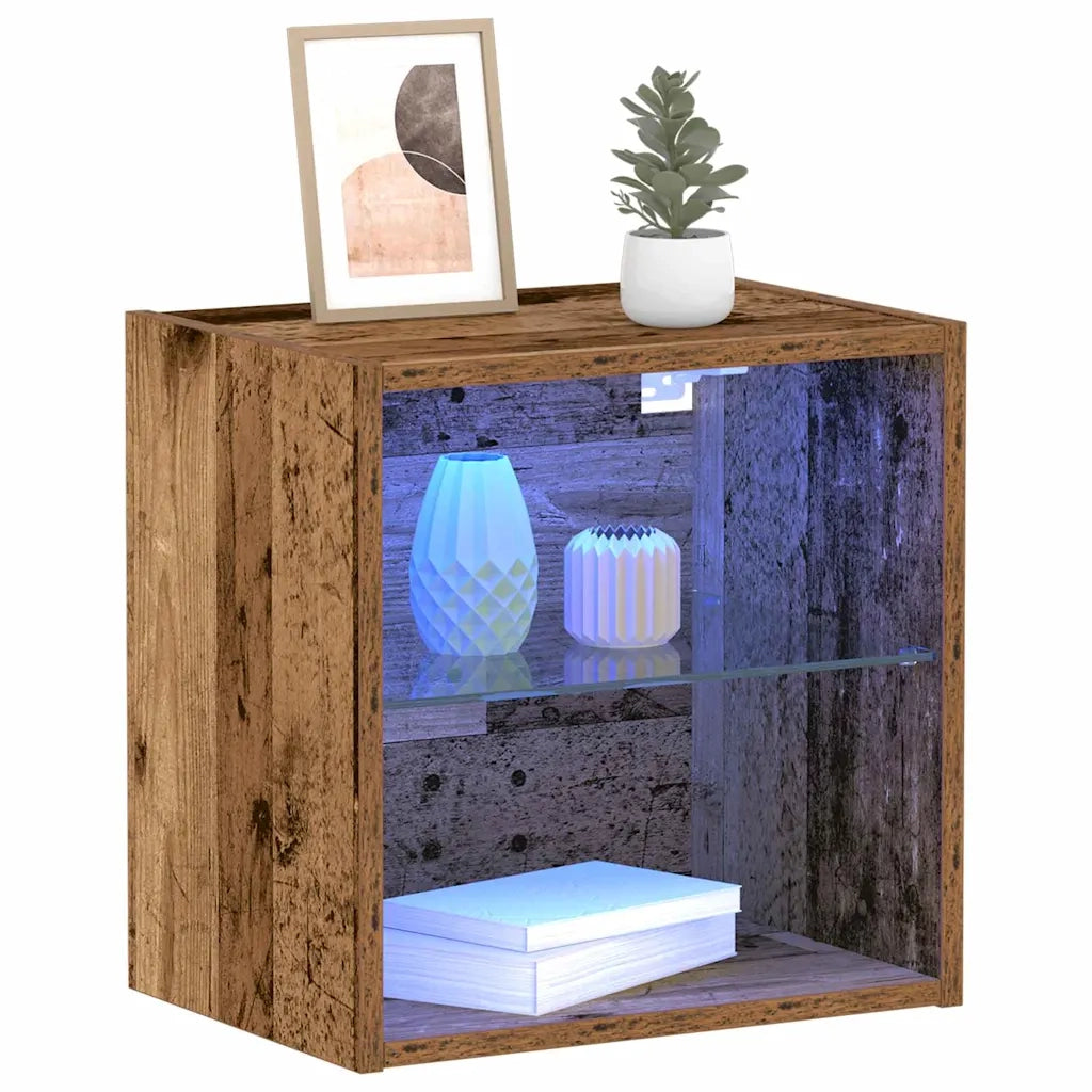 Mensola galleggiante con luce LED con lo scaffale 2 pz Marrone CFW1026084
