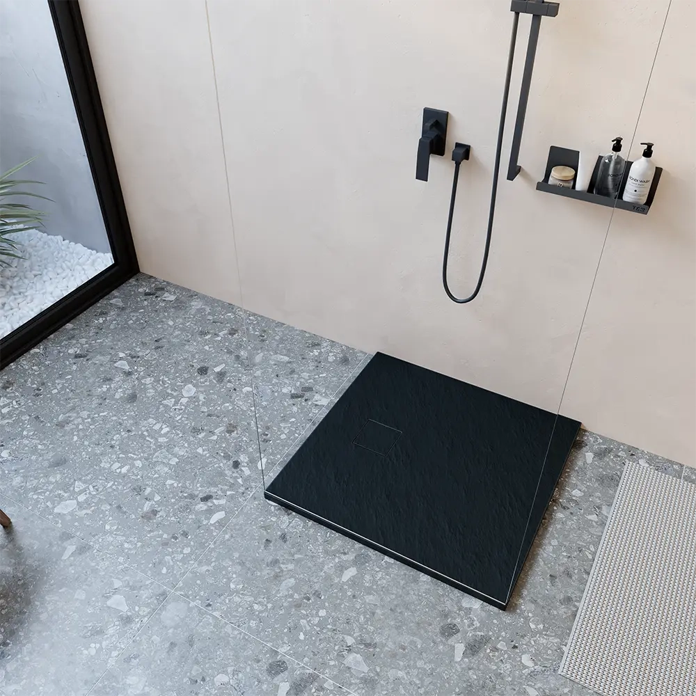 Piatto doccia 90x90 cm colore nero effetto pietra | Samos