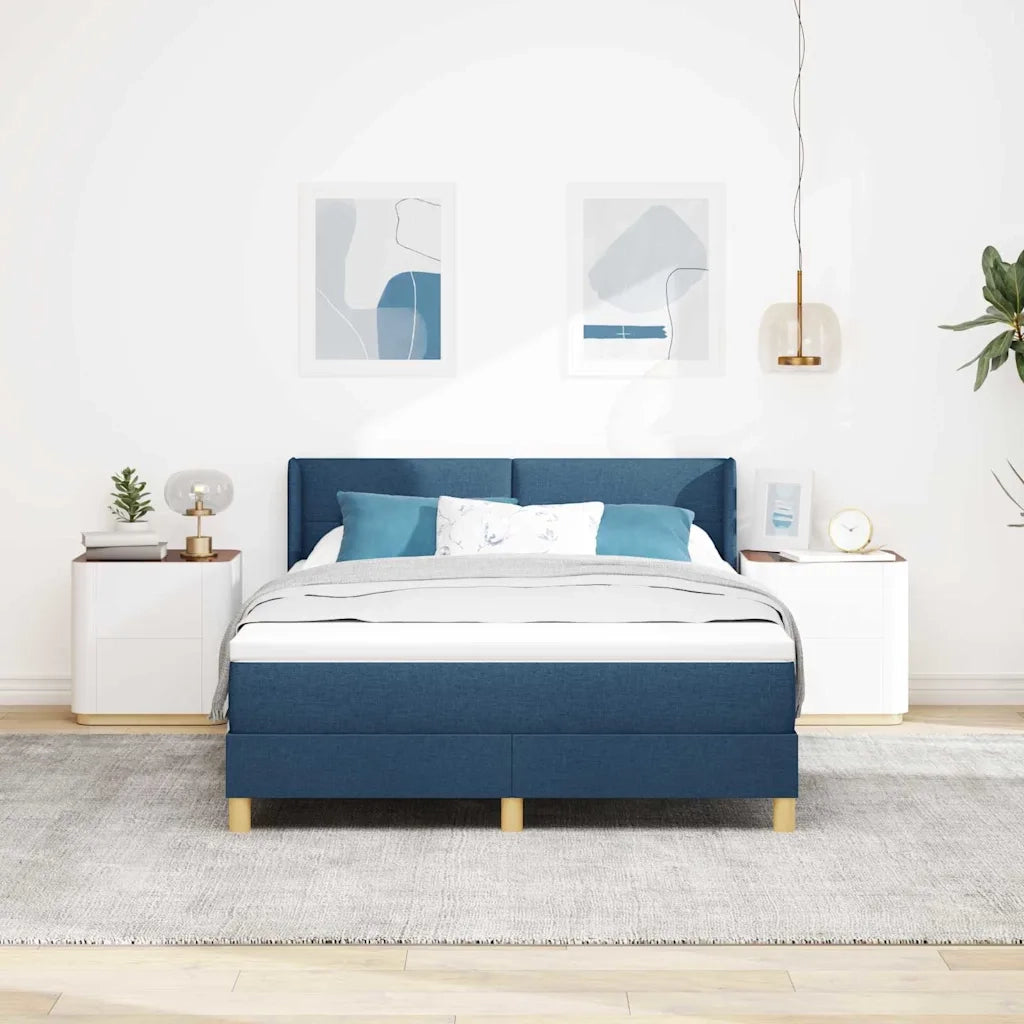 Letto a molle con materasso Blu 190 x 140 cm Tessuto 3341292